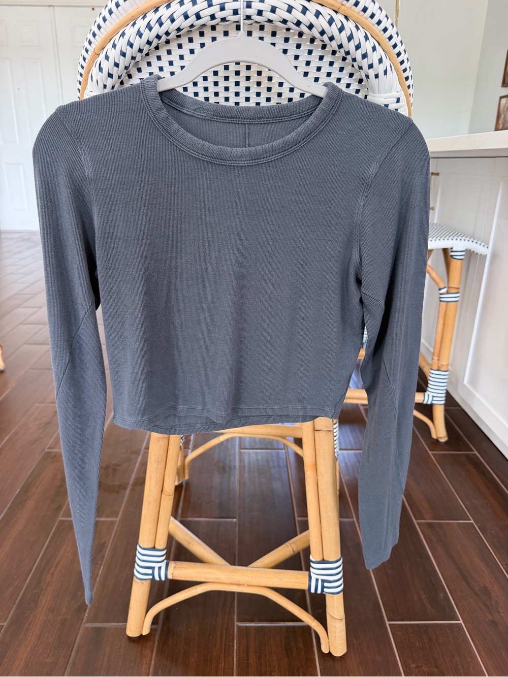 Lululemon Hold Tight Cropped Long Sleeve Ribbed Top Blue / Iron Blue Size 4